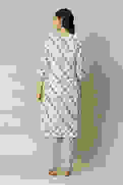 Ecru LIVA Straight Printed Kurta Palazzo Suit Set image number 4