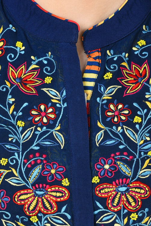 Indigo Straight Viscose Kurta image number 3