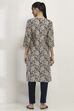 Blue Cotton Straight Kurta image number 3