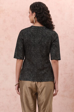 Black Art Silk Short Top image number 4