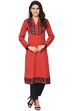 Red Straight Cotton Kurta image number 0
