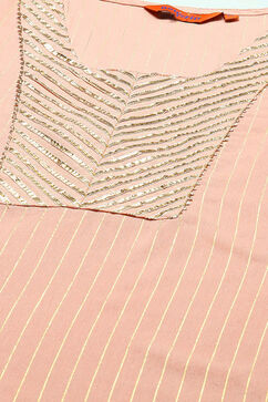 Peach Viscose Woven Straight Kurta Suit Set image number 1