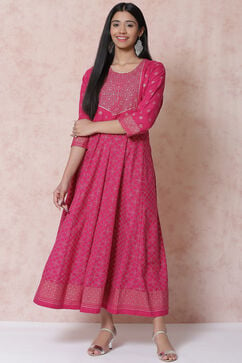 Fuschia LIVA Kalidar Dress image number 4