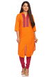 Orange Cotton Straight Kurta image number 0