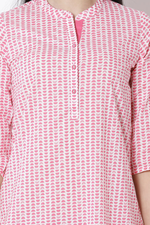 Pink Cotton Straight Kurta image number 1