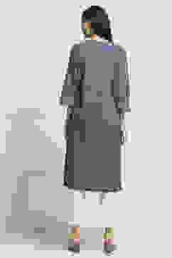 Indigo Cotton Yarn-Dyed Straight Kurta image number 3