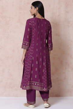 Purple LIVA Kalidar Kurta image number 5