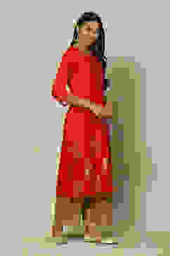 Pink LIVA Straight Printed Kurta image number 3