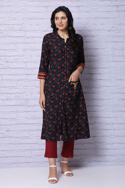 Black Viscose Kurta image number 1