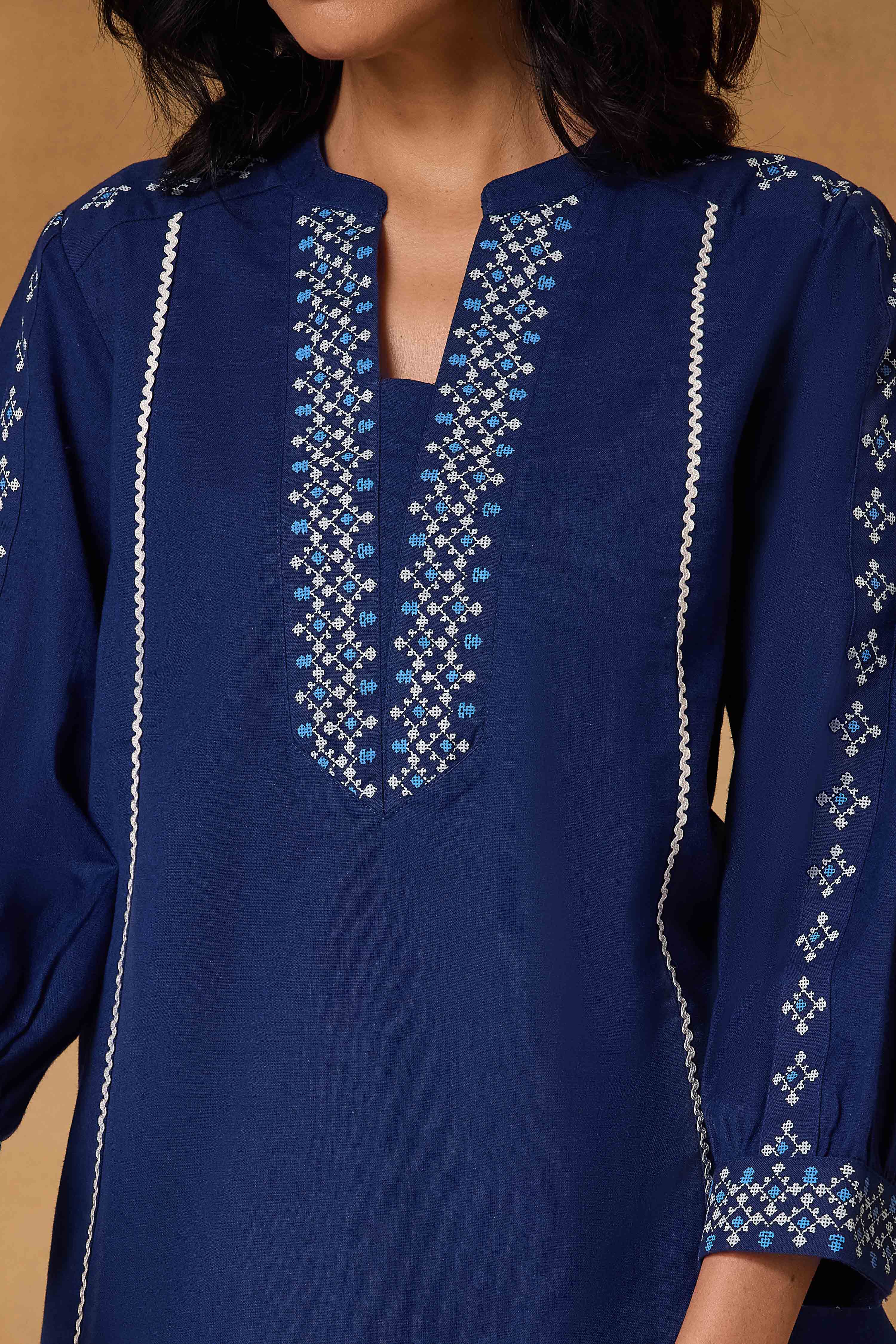 Indigo Cotton Flex Regular Printed Top image number 1
