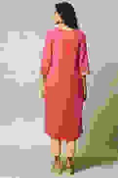 Pink Polyester Straight Printed Kurta image number 3