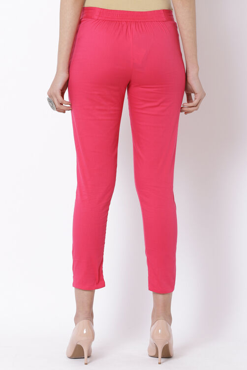 Pink Poly Lycra Slim Pants image number 5