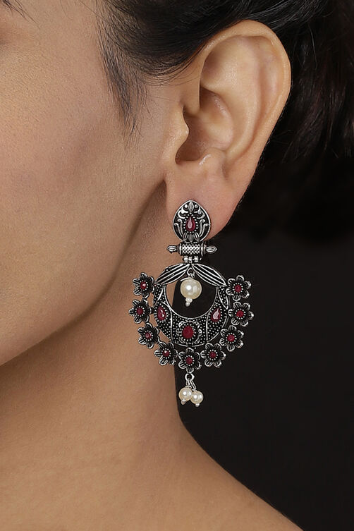 Dark pink Metal Brass Earrings image number 1