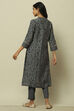 Navy Blue Viscose Printed Straight Kurta Set image number 4