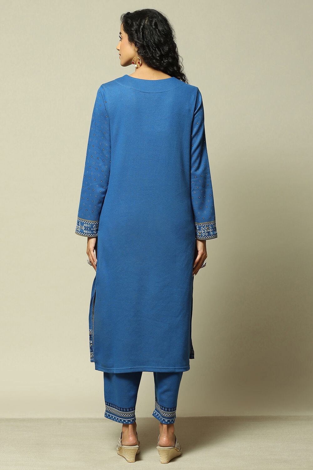 Cobalt Cotton Blend Straight Printed Kurta Palazzo Suit Set image number 4