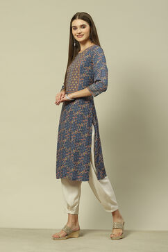 Green LIVA Straight Printed Kurta image number 2