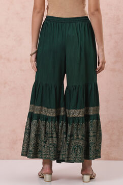 Green Art Silk Sharara Pants image number 4