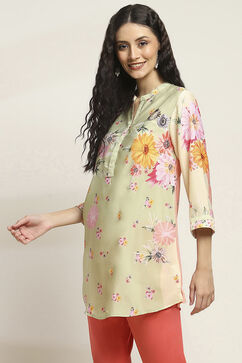 Lime Polyester Straight Kurti image number 2