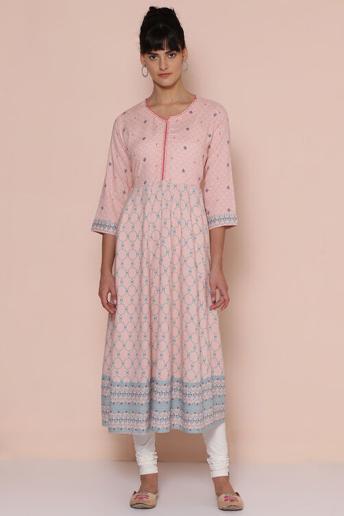 Peach Viscose Rayon Kalidar Kurta image number 0