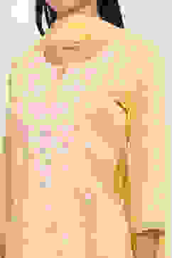 Yellow Printed Straight Suit Set image number 1