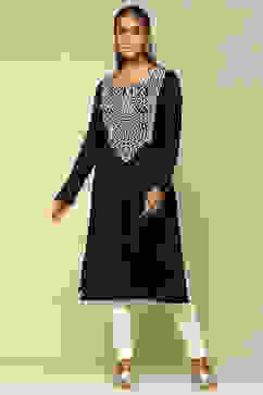Black Acrylic Straight Kurta image number 5