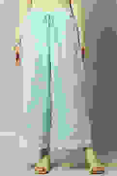 Blue Poly Georgette Solid Straight Fit Palazzo image number 5