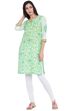 Green Cotton A-Line Kurta image number 3