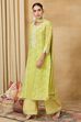 Light Green Polyester A-Line Printed Suit Set image number 4
