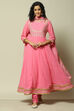 Pink Polyester Kalidar Printed Kurta Legging Suit Set image number 7