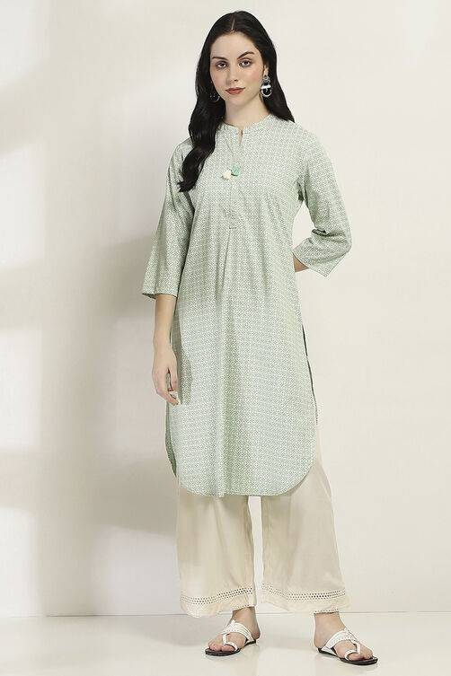 Green Viscose Rayon Straight Kurta image number 5
