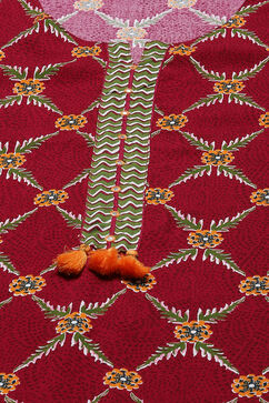 Maroon LIVA Printed Kurta Pants Set image number 1