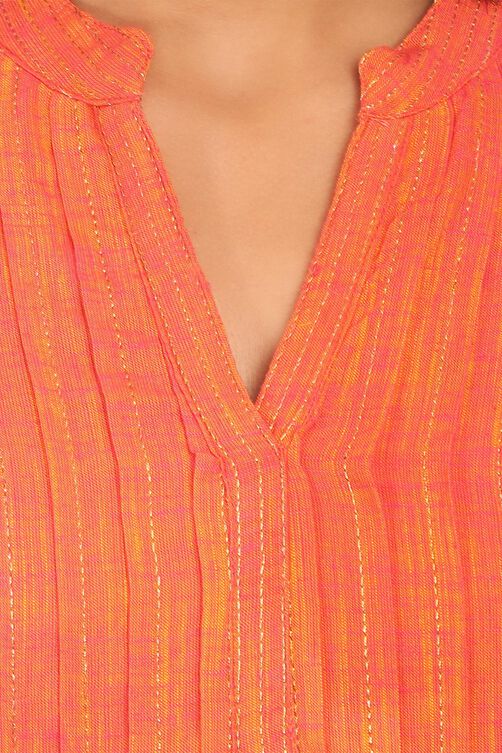 Orange Cotton Straight Kurta image number 4
