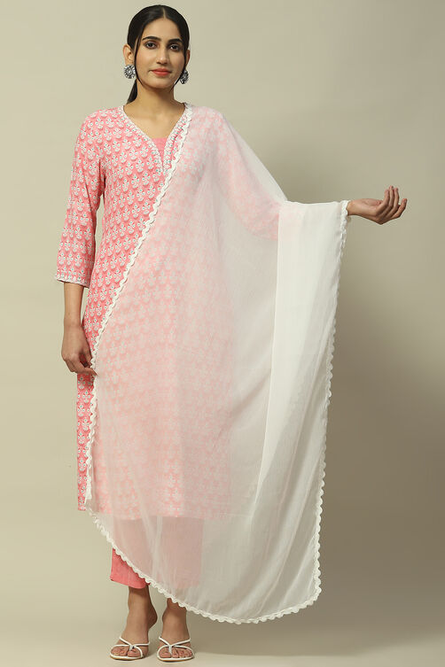 White Poly Chiffon Dupatta image number 0