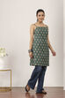 Green Cotton Straight Kurtas image number 4