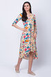 Off White Viscose Rayon A Line Dress image number 2