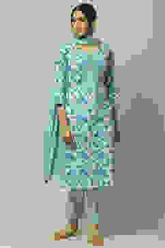 Blue Cambric Straight Suit Set image number 7