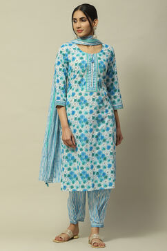 Blue Cambric Straight Suit Set image number 7