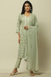 Sage Green Viscose Blend Straight Suit Set image number 6