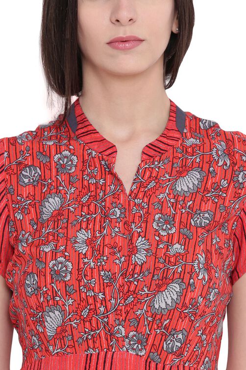 Red Viscose Kalidar Kurta image number 1
