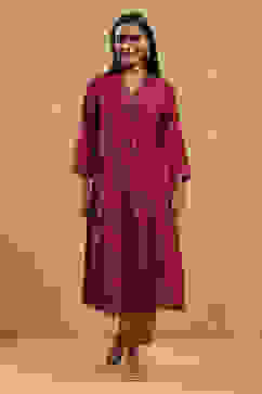 Red Viscose Rayon Printed Kalidar Kurta image number 5