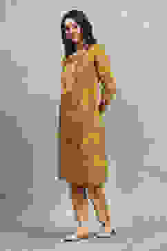 Yellow Viscose Blend Printed Straight Kurta image number 2