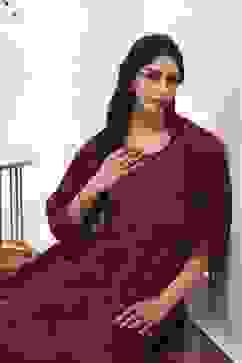 Purple Cotton Straight Suit Sets image number 7