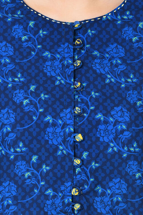 Indigo Straight Polyester Kurta image number 4