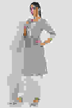 Sage Green Cotton Printed Straight Kurta image number 2