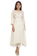 Ecru Asymmetric Viscose Kurta image number 0