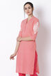 Coral Cotton Straight Kurta image number 3