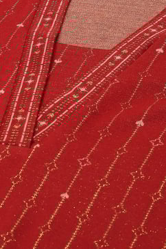 Maroon Cotton Blend Straight Printed Kurta Palazzo Suit Set image number 1