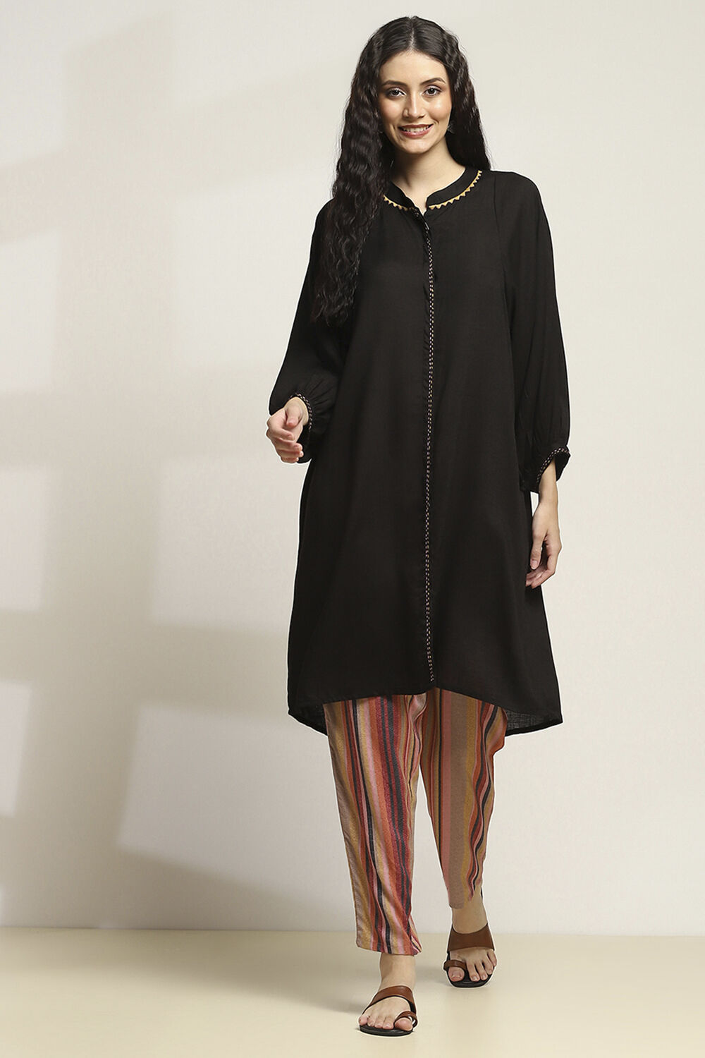 Black Viscose Rayon Straight SET image number 6