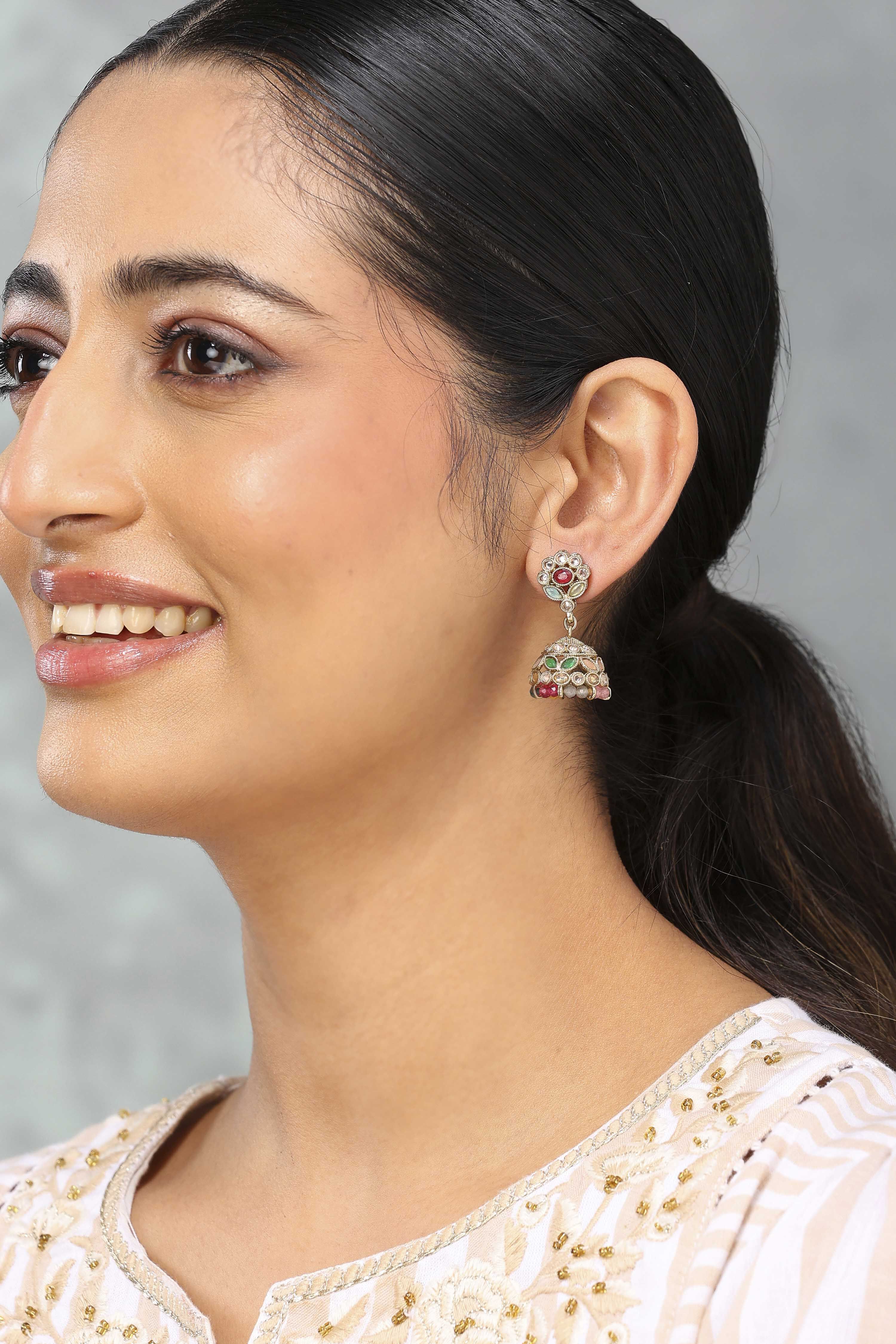 Multicolor Brass Jhumka image number 2