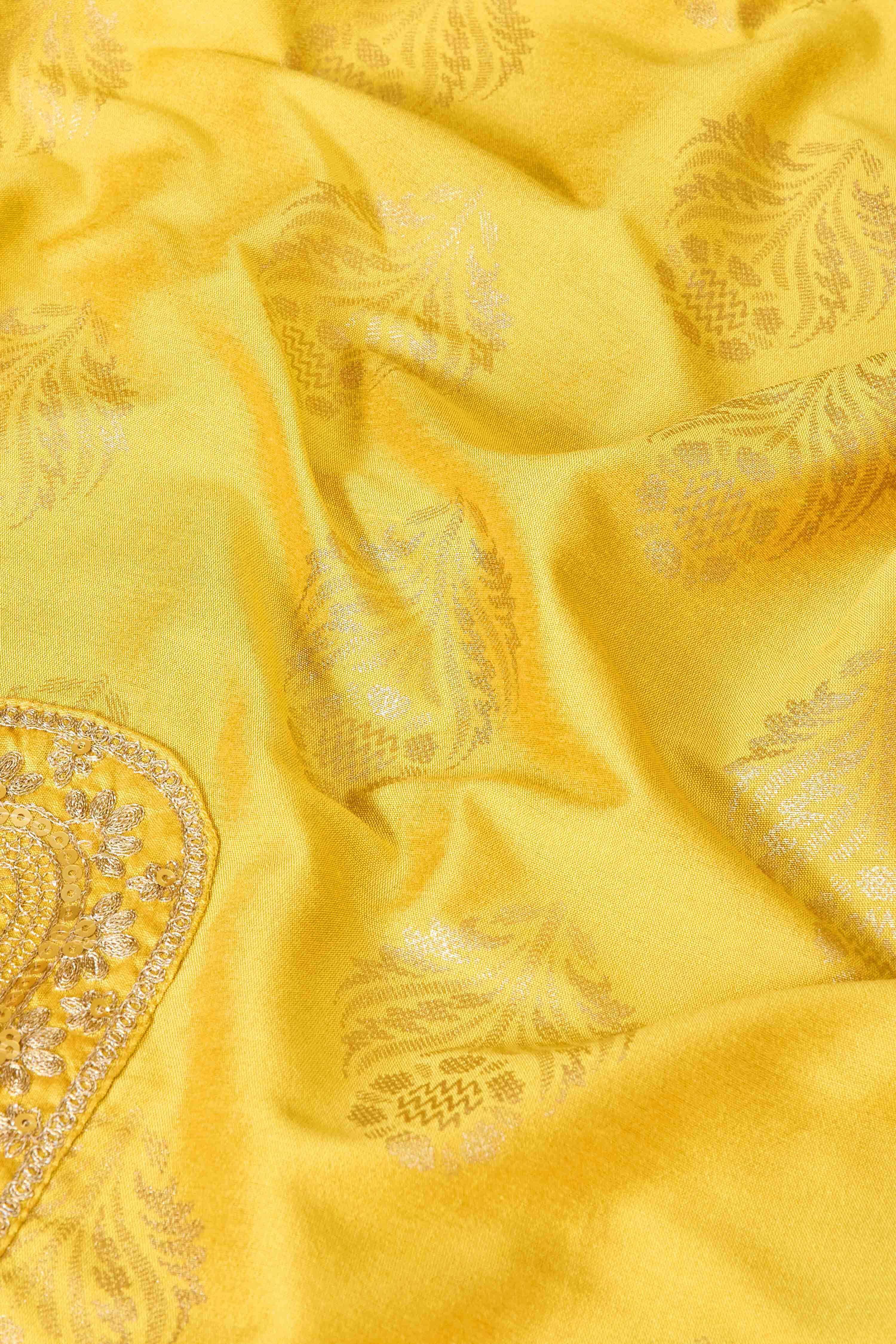 Yellow Viscose Blend Straight Printed Suit Set image number 3